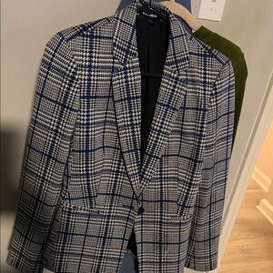 Express Navy and White Plaid Blazer